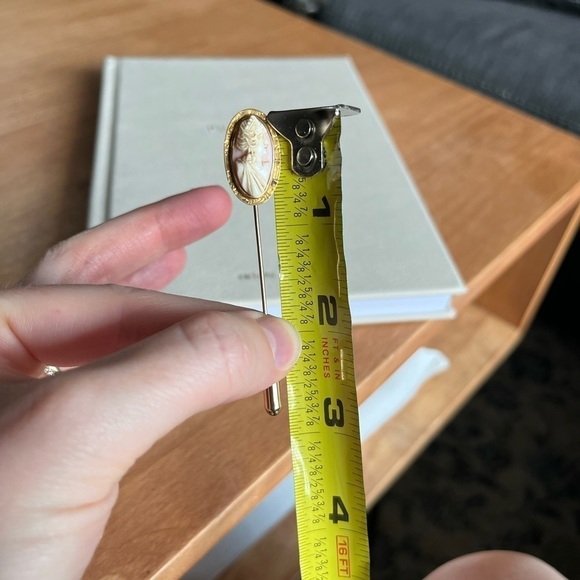 Vintage Carved Cameo Stick Pin and Brooch Set - Picture 9 of 11